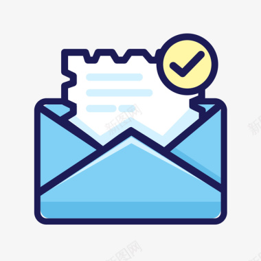 邮件后蓝色手绘邮件卡通图标矢量图图标