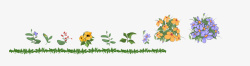 彩色花朵小草边框装饰春季矢量图素材