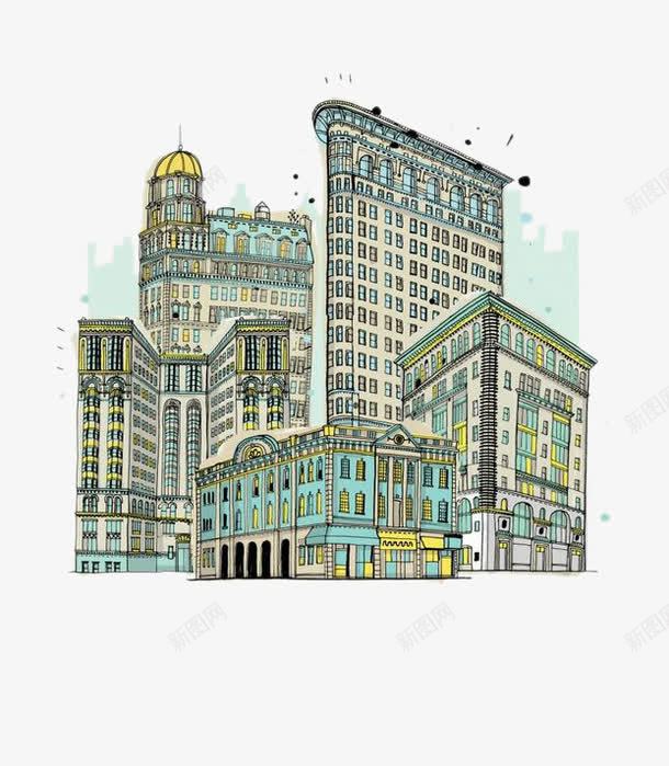 手绘城市建筑png免抠素材_88icon https://88icon.com 城市建筑 手绘 装饰图案