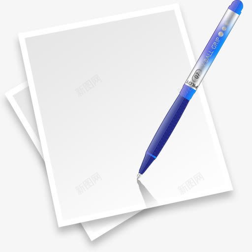 纸和笔装饰png免抠素材_88icon https://88icon.com 时尚装饰 白纸 笔免抠 蓝色笔 装饰 装饰素材