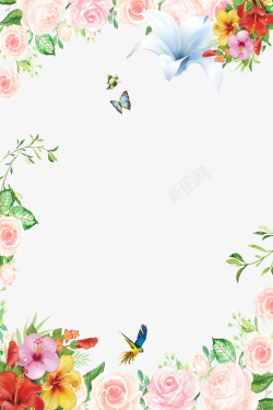 三八节柔美花卉背景装饰插图素材