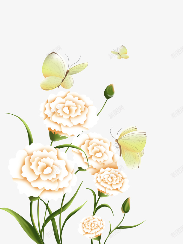 花朵手绘蝴蝶元素psd免抠素材_88icon https://88icon.com 元素 手绘 植物元素 母亲节 花朵 花束 蝴蝶