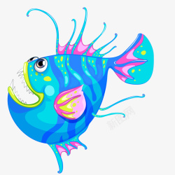 蓝色的鱼类花纹动物矢量图素材