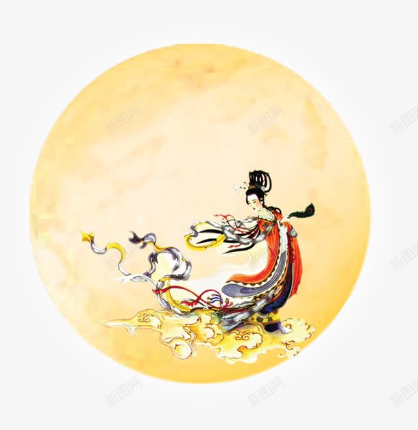 金色圆月嫦娥png免抠素材_88icon https://88icon.com 图片 嫦娥 金色