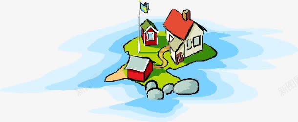 小孩子画的在孤岛上的小房子png免抠素材_88icon https://88icon.com 卡通 可爱的建筑 小孩子的 小岛屿 简笔画