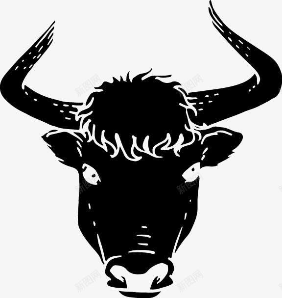 装饰牛头png免抠素材_88icon https://88icon.com 牛头 牛头像 装饰 黑白牛头 黑色