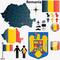 罗马尼亚国旗国徽地图素材