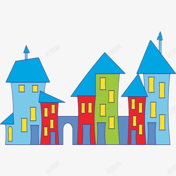 蓝色的房屋png免抠素材_88icon https://88icon.com 卡通 房屋 手绘 立面图 简笔 红色的 蓝色的