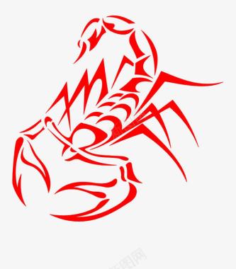 动画卡通手绘红色的蝎子图标图标