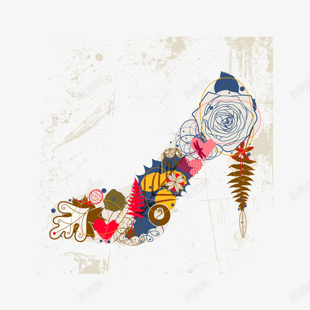 潮流花朵高跟鞋矢量图eps免抠素材_88icon https://88icon.com 潮流 矢量素材 纹样 花朵高跟鞋 矢量图