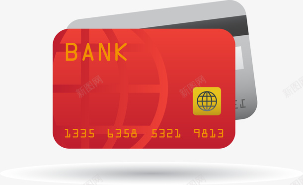 卡通红色银行卡png免抠素材_88icon https://88icon.com 刷卡 消费 矢量图案 红色 装饰图案 银行卡