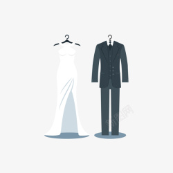 白色婚纱和黑色礼服矢量图素材