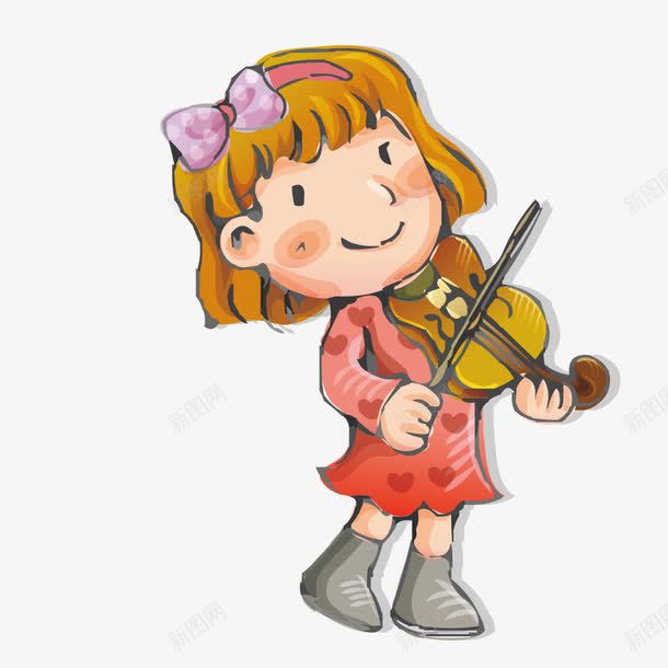 拉小提琴的小女孩png免抠素材_88icon https://88icon.com 卡通 女孩 小提琴