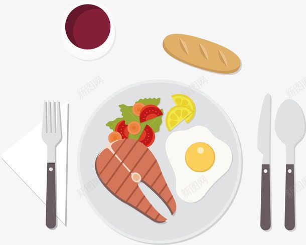 手绘早餐在盘子里的荷包蛋和png免抠素材_88icon https://88icon.com 刀叉 手绘 早餐 荷包蛋 面包 食物