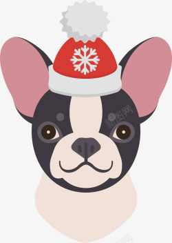 圣诞节灰色卡通小狗装饰图素材