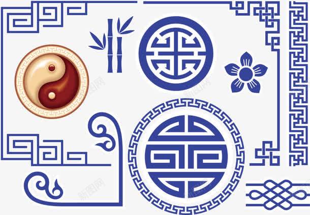 青花瓷和八卦png免抠素材_88icon https://88icon.com 八卦 花纹 蓝色 青花瓷