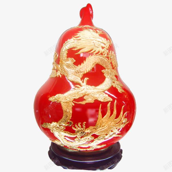 龙纹瓷葫芦png免抠素材_88icon https://88icon.com 中国风 瓶子 瓷器 红色 艺术品 装饰品 陶瓷