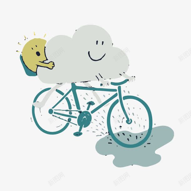 可爱卡通云朵矢量图ai免抠素材_88icon https://88icon.com 卡通 可爱 可爱云朵 自行车 雨 矢量图