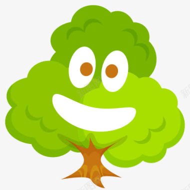 快乐的绿色绿树图标图标