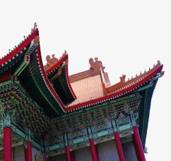 中国风古建筑红屋顶素材