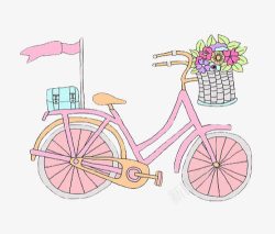 手绘粉色自行车素材