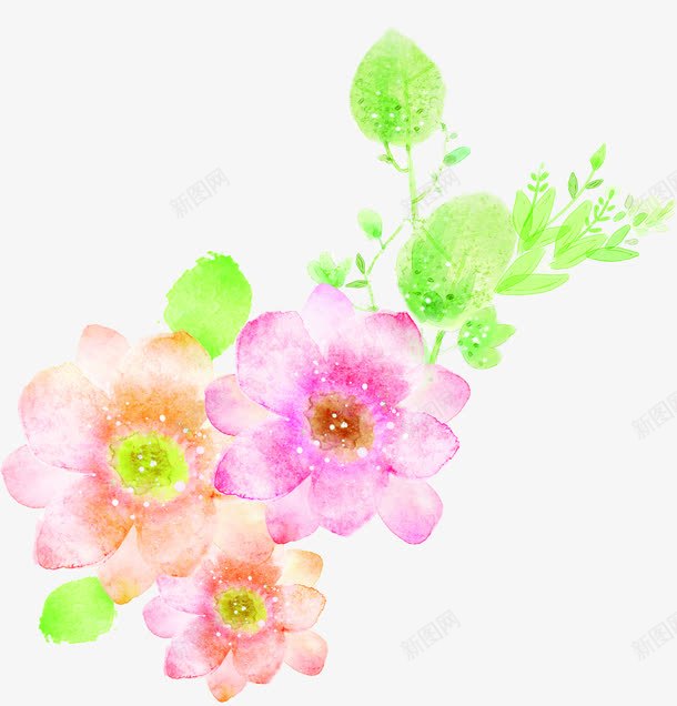 粉色多层水彩花朵png免抠素材_88icon https://88icon.com 水彩 粉色 花朵