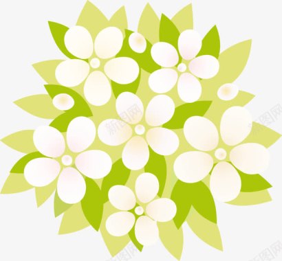 绿色植物小白花创意图标图标