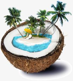 创意椰子上的海景素材
