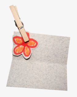 夹子夹着的红色小花和空白纸素材