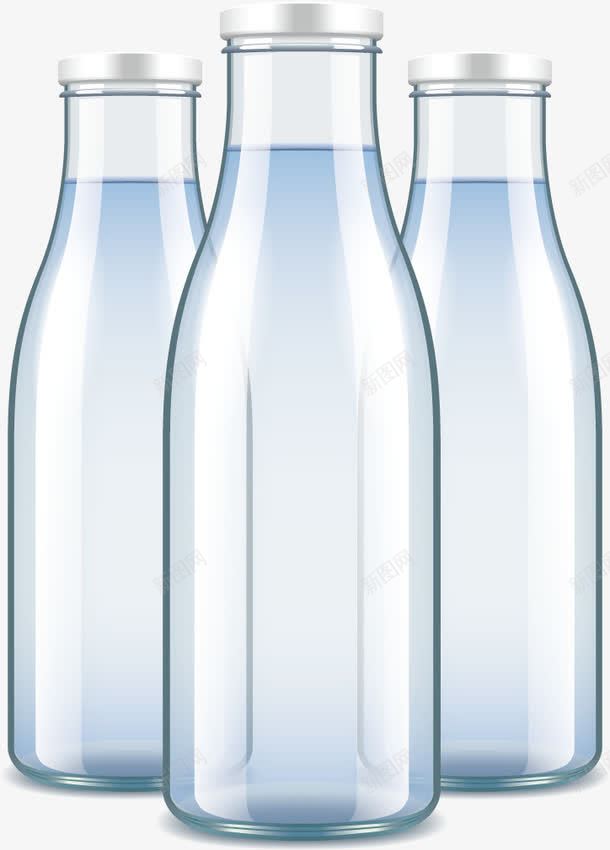 三个透明白色玻璃瓶png免抠素材_88icon https://88icon.com 三个 白色玻璃瓶 透明
