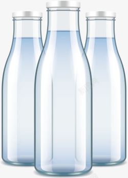 三个透明白色玻璃瓶素材