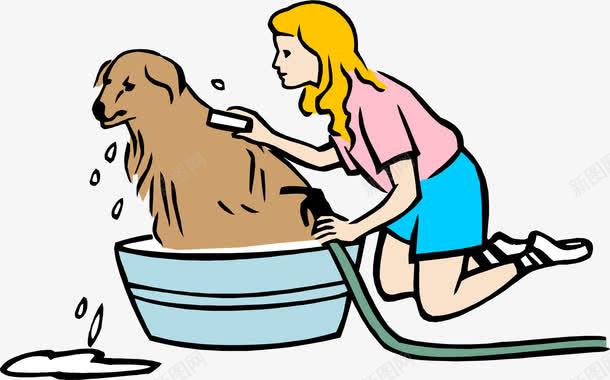 手绘宠物洗澡png免抠素材_88icon https://88icon.com 宠物洗澡 手绘 玩耍