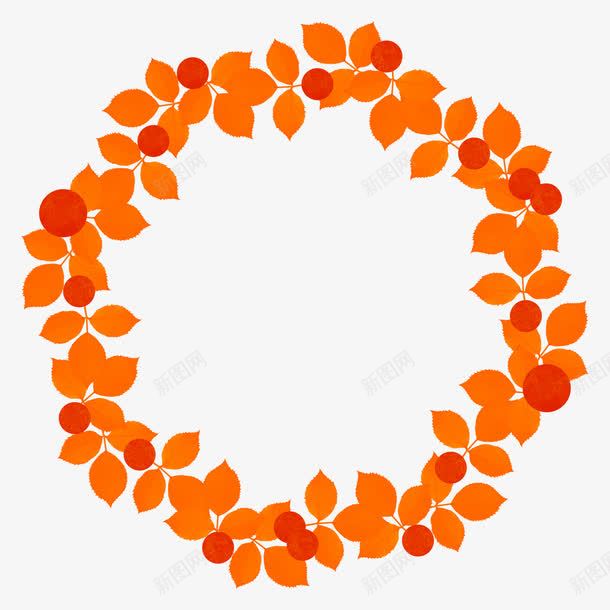 橙色简约花圈装饰图案png免抠素材_88icon https://88icon.com 免抠PNG 橙色 简约 花圈 装饰图案