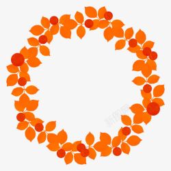 橙色简约花圈装饰图案素材