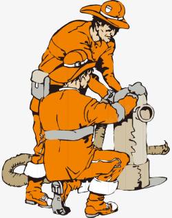 卡通手绘橙色外国消防员素材