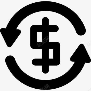 美元的货币符号的箭头逆时针圈图标图标