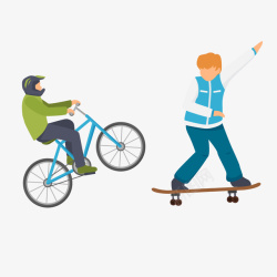 骑自行车滑滑板运动会健康图案矢量图素材