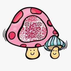 粉色蘑菇识别二维码素材