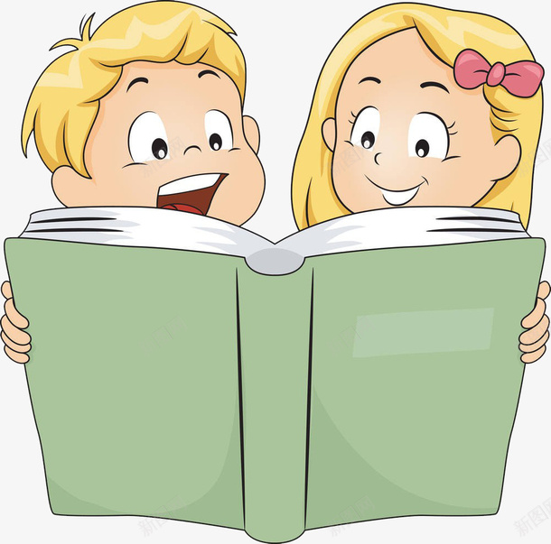 两个孩子看书png免抠素材_88icon https://88icon.com 两个 卡通 孩子 看书