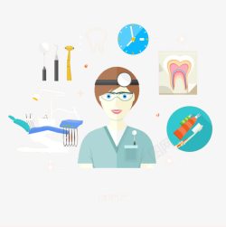 创意牙医与治疗工具素材