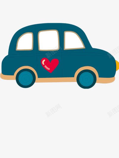 爱心图案的小汽车png免抠素材_88icon https://88icon.com 交通工具 免抠 卡通 素材