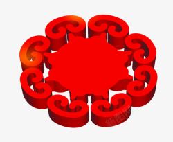 红色古典中国风花纹素材