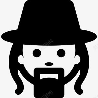 戴帽子的脸的男人长长的头发和胡子图标图标