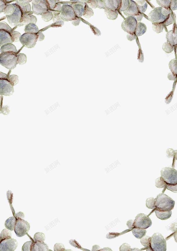 植物底纹png免抠素材_88icon https://88icon.com 灰色植物 花卉边框装饰 边框底纹