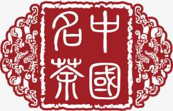 花纹中国风式红章素材