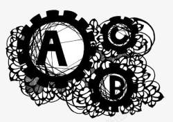 ABC黑白装饰图素材