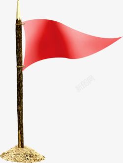 木枝红色旗子装饰素材