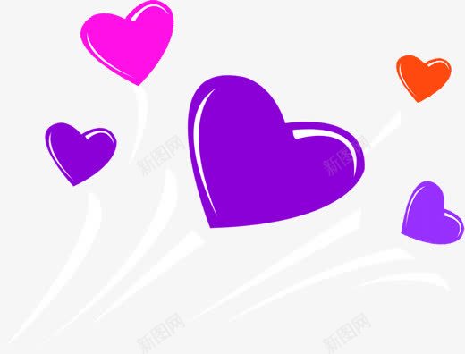 紫色粉色红色爱心装饰png免抠素材_88icon https://88icon.com 爱心 粉色 紫色 红色 装饰