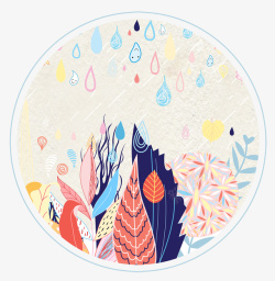 创意雨滴花卉植物插图素材