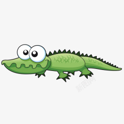 卡通绿色的鳄鱼动物矢量图素材